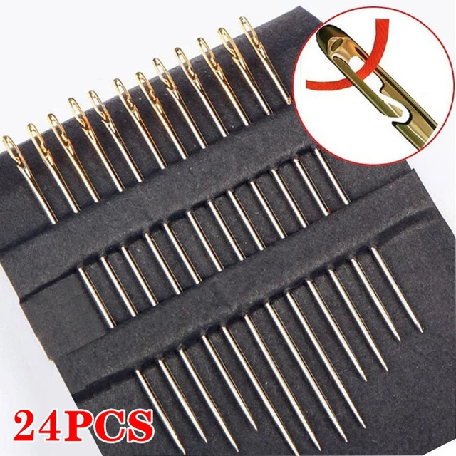 12Pcs/set Self Threading Needles Hand Stitching Sewing Blind Needle  Assorted For DIY Embroidery Sewing Mending Gold Silver - AliExpress