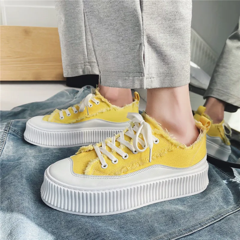 

Spring Fashion Men Platform Casual Shoes Autumn Canvas Shoes Man Lace Up Vulcanized Sneakers Male Flat Shoes Zapatillas Hombre