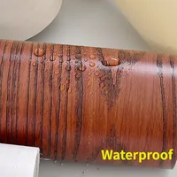 90CM Width Waterproof Self Adhesive Wood Grain Sticker Door Cabinet Desktop Modern Furniture Renovation Peel and Stick Wallpaper 2