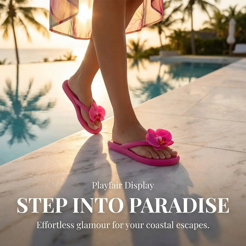 Cute Summer Butterfly Orchid Slipper Beach Elegant Women's Sandals Vacation Non-Slip Ladies Slippers Beach