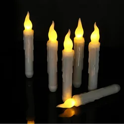 Set of 12 Flameless LED Taper Candles - 6.9 Inch Battery - Operated for Party, Classroom, Church, and Birthday Décor (24ps)