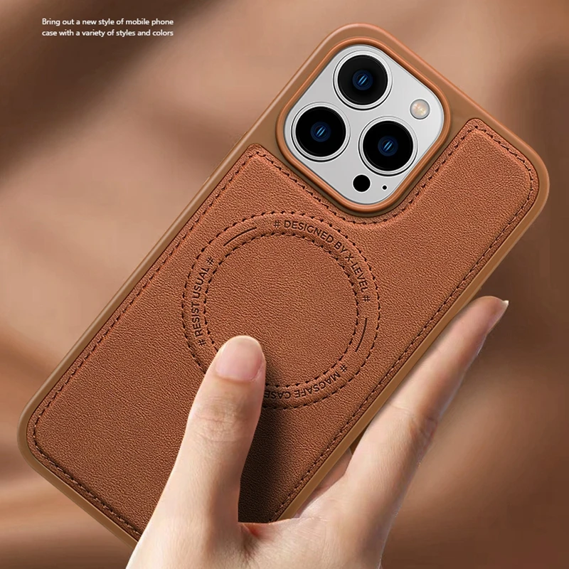 

X-level For Magsafe Magnetic Wireless Charge Cases For Iphone 15 14 Plus Case For Iphone15 Pro Max Luxury Leather Back Cover