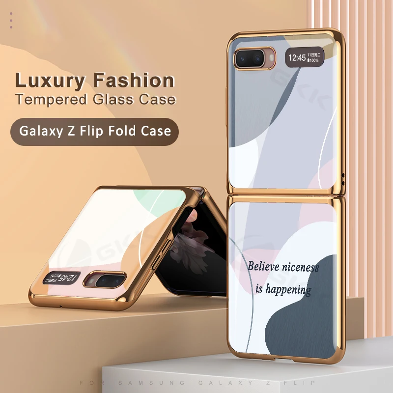 

GKK Original Case For Samsung Galaxy Z Flip Fold 2 5G Case Luxury Tempered Glass Plating Edge Cover For Samsung Z Flip Fold 2 5G
