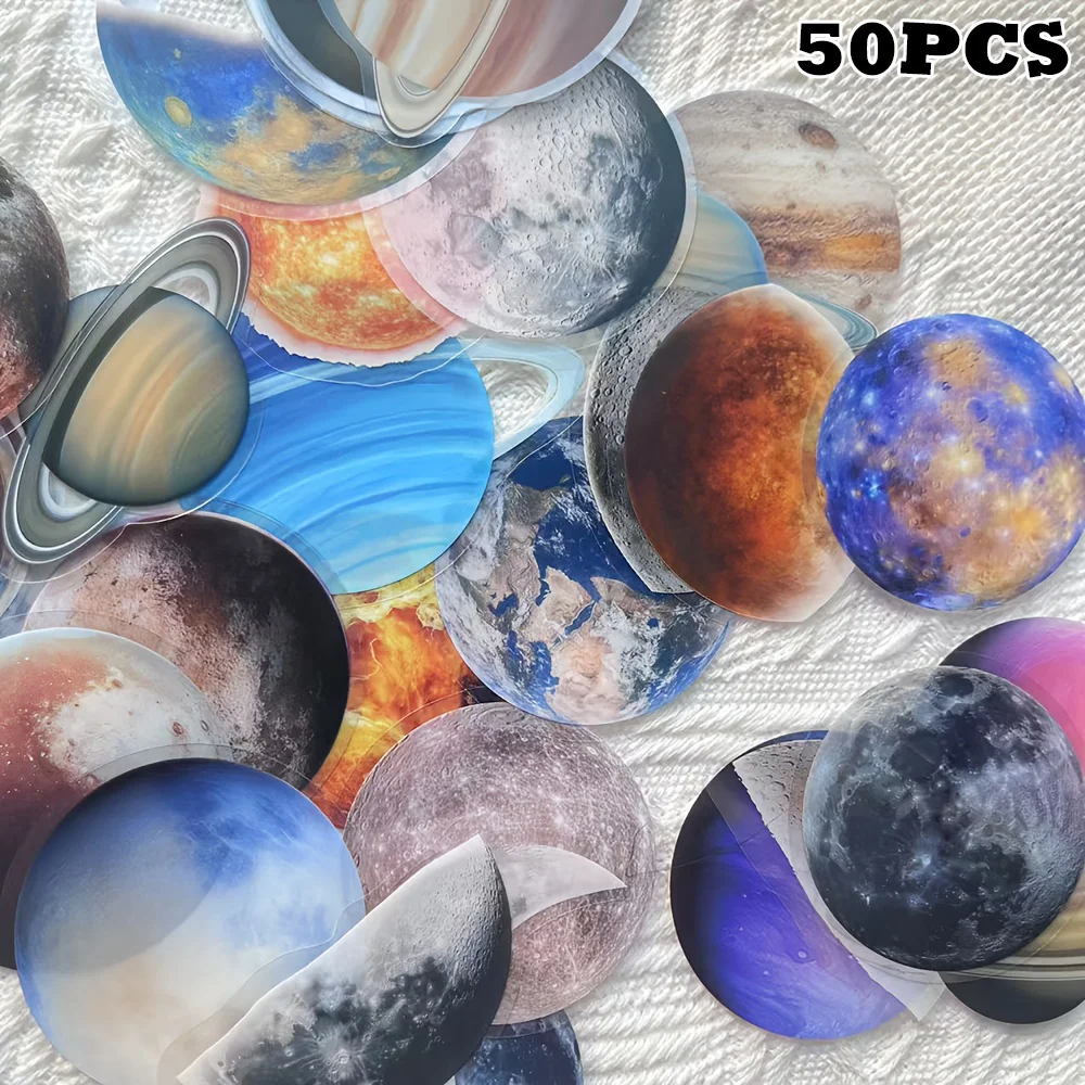 50PCS Planet Transparente Aufkleber Laptop Scrapbooking Tagebuch Handbuch Dekoration DIY Gitarre Organizer Wasserdichte Aufkleber Malerei
