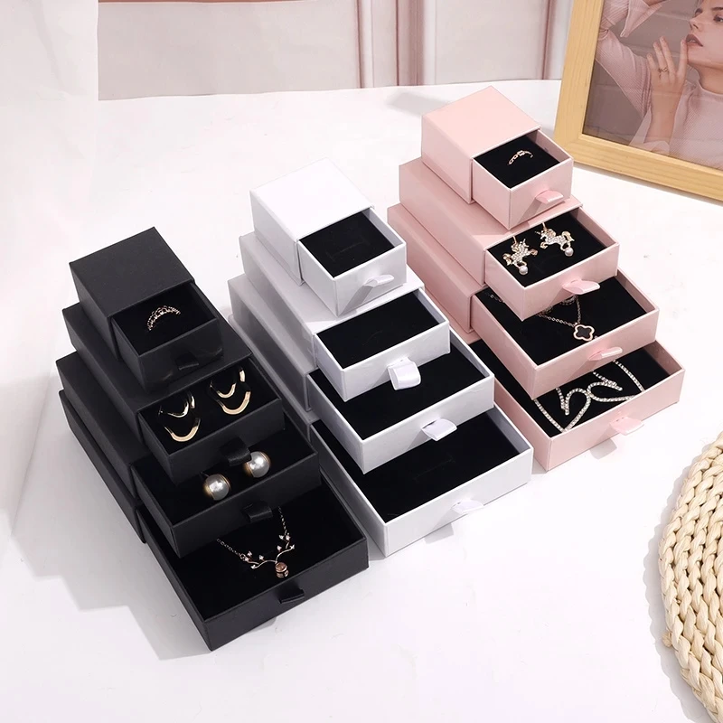 

24pcs Fashion Drawer Cardboard Travel Jewelry Small Box Multi Colors Ring Earrings Pendant Display Packaging Gift For Women