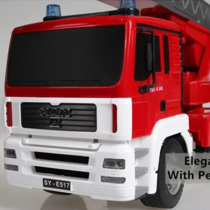 Double E E517 2.4G RC Fire Truck Spray Water 1/20 Remote Control Simulation Lift Cloud Ladder Engineering Vehicle Kids Toys Boy