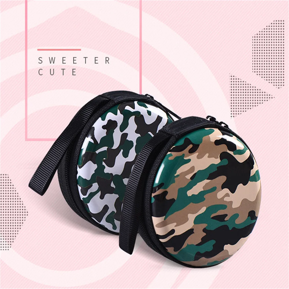 Tactical Camouflage Round Coin Purse Mini Pouch Key Wallet Holder Keychain Women Men Zipper Pocket Outdoor Key Storage Money Bag
