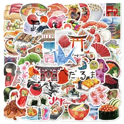 Japanese Culture Aesthetic Stickers - Cartoon Food Graffiti Decals for Water Bottles, Phone Cases, and Laptops (64PCS)