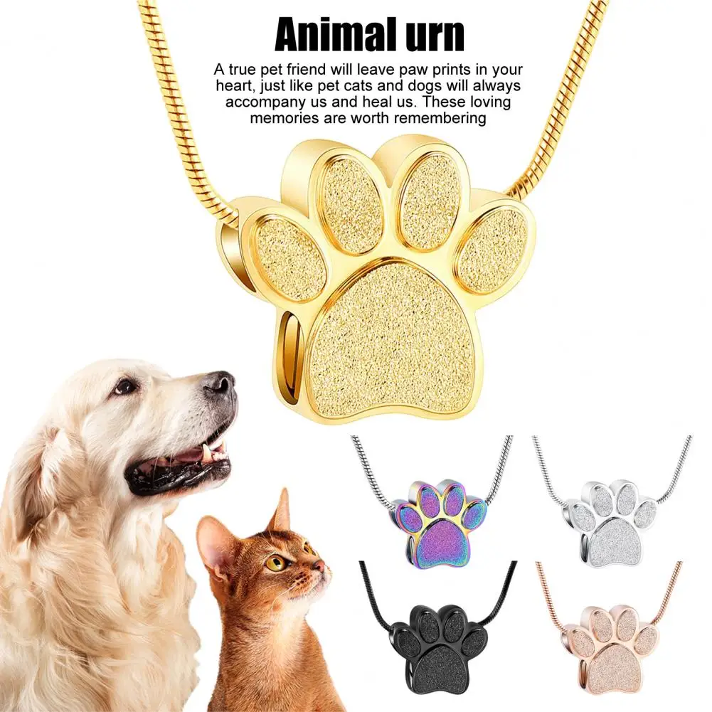 Pet Urn Necklace for Ash Paw Print Cremation Keepsake Mini Urn Pendant Memorial Ash Jewelry for Cat Dog Hair Nails
