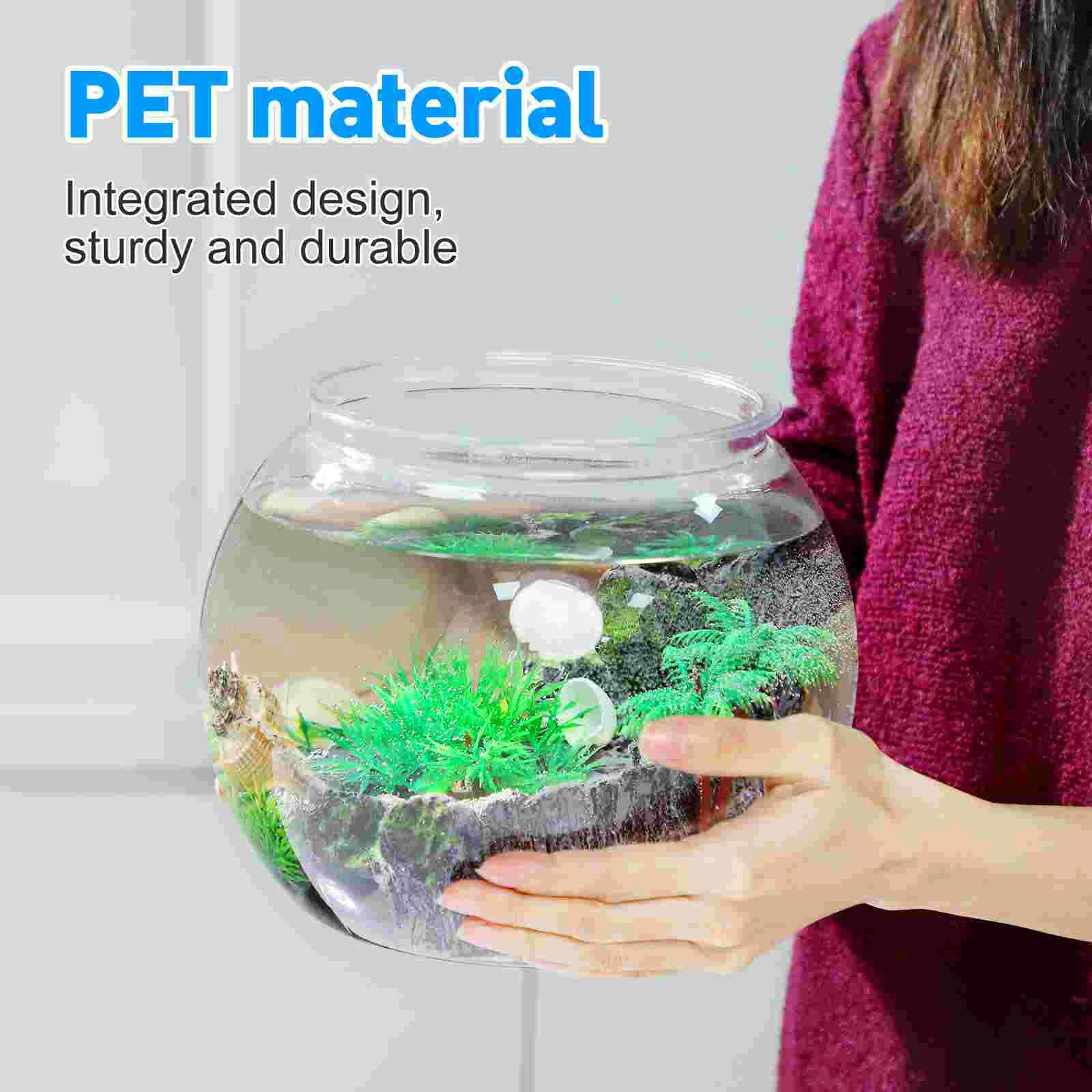 Ornamental Fish Tank Decor Bowl Aquarium Goldfish Betta Tanks Small Round Flowers Glass Plant Storage Pot Plastic Lightweight