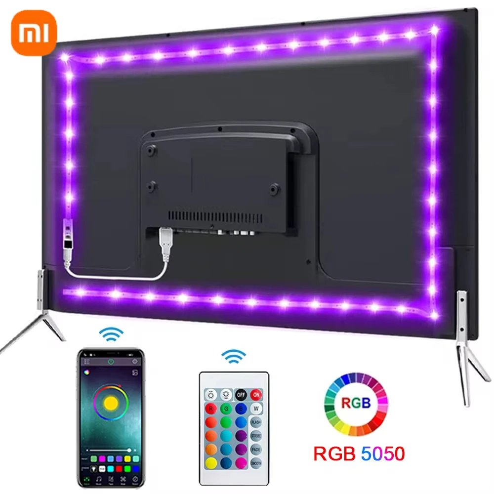 XIAOMI Tape LED Strip Light Bluetooth USB 5050 SMD 5V USB RGB Lights Flexible Lamp Tape Ribbon Self-adhesive TV Desktop Diode led strip light