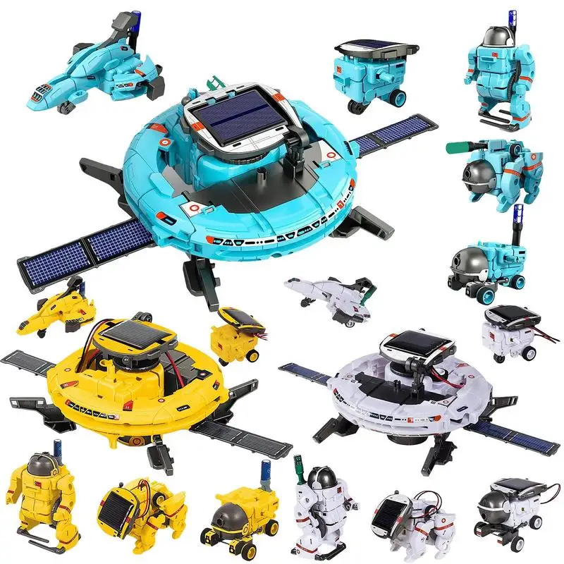 6 In 1 Educational Solar Robot Kit Solar Powered Motorized Engine and Gears with Panel DIY Assembled Blocks Toy For Kids