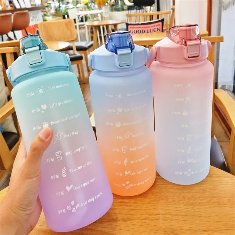 Half Gallon Water Bottle with Storage Pocket Portable Water Cup with Bottle Sleeve Adjustable Strap Water Kettle Home Office Travel Gym Sports Water