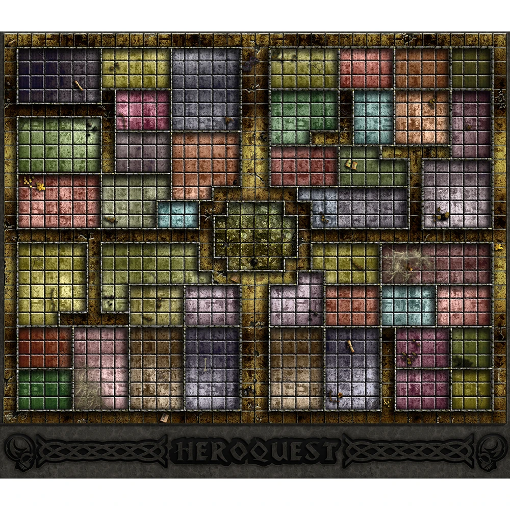

Custom Big Playmat HeroQuest with Stitched Edges (Locked Edges Big Mousepad) Natural Rubber Board Games Pad 93X82CM