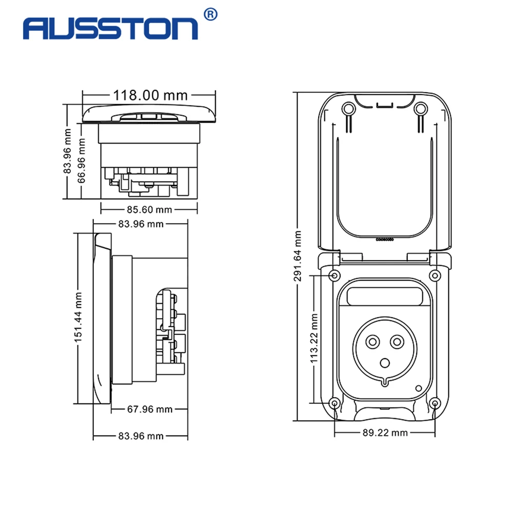 RV 16A external power plug socket 220V-240V Camper external power interface External Flush Hook Up Waterproof