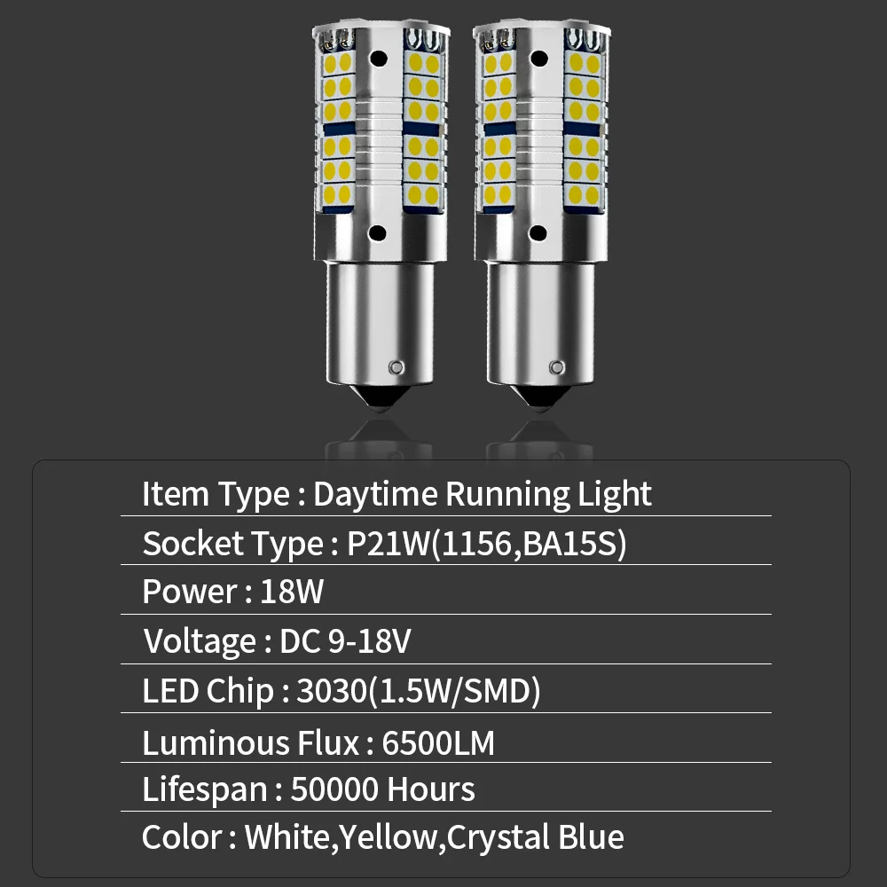 Daytime Running Light 2pcs LED Bulb P21W BA15S 1156 Accessories DRL For VW  T5 T5.1 T6 Transporter