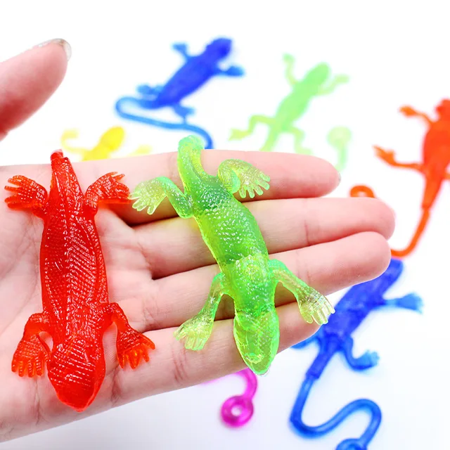 5/10PCS Multi-color Stretchy Sticky Toys Funny Sticky Lizard Animals Hand Toys for Kids Party Favors Gadgets Gag Toy 3