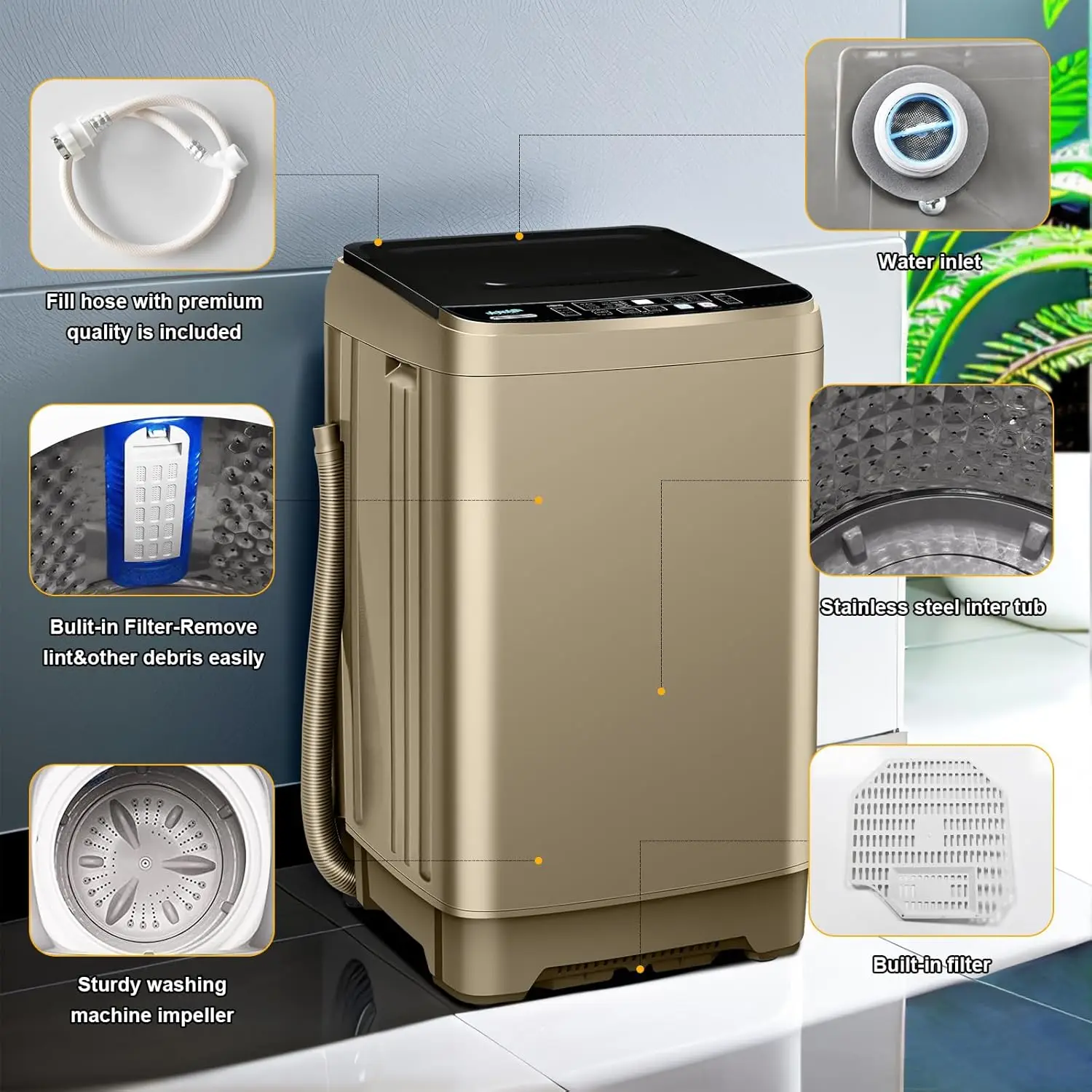6Full Automatic Washing Machine, Gold 5