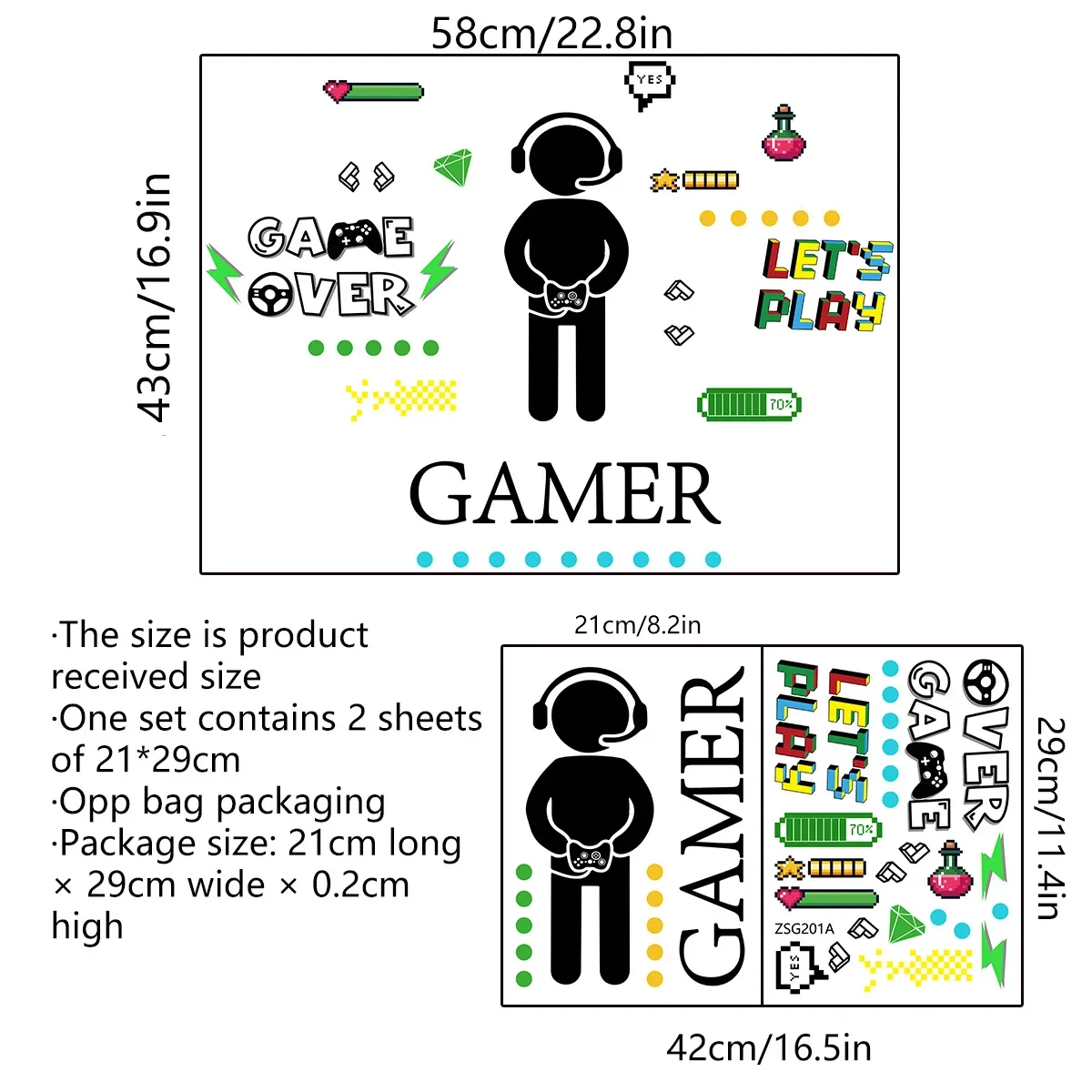 Description Picture 2 of itemCosmic Starry Sky Game Handle Gaming Zone Video Game Decor Luminous Creative Decorative Glow in The Dark Wall Sticker for Living