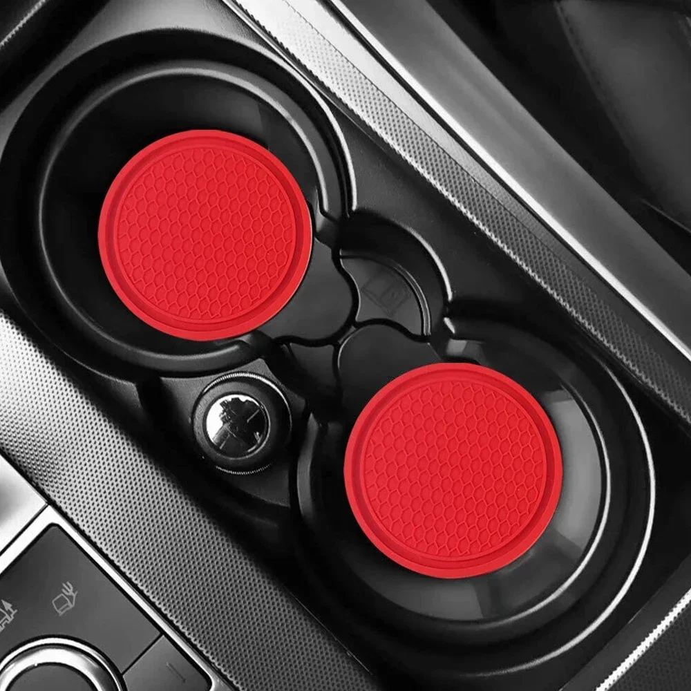 2Pcs Red Silicone Car Cup Holder Anti-Slip Insert Coasters Pads Mats Universal Auto Interior Accessories for Car Home cup holder coasters cup holder inserts cup holder insert