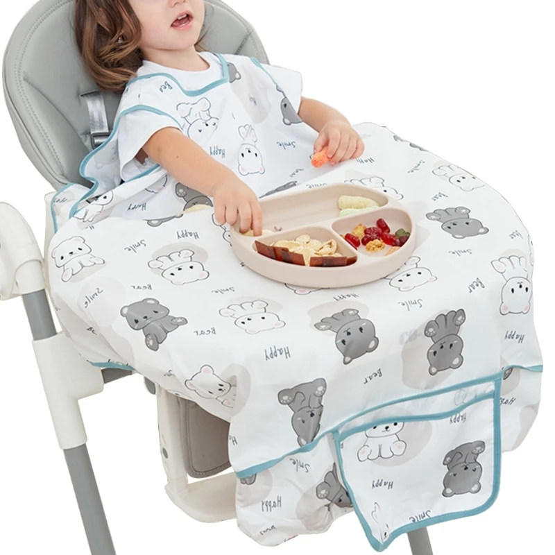 Bavaglino Con Maniche Per Bambino – Grembiule Protettivo Da Pranzo Impermeabile, Rimovibile E Lavabile (Bianco Sporco, 80x90 Cm)