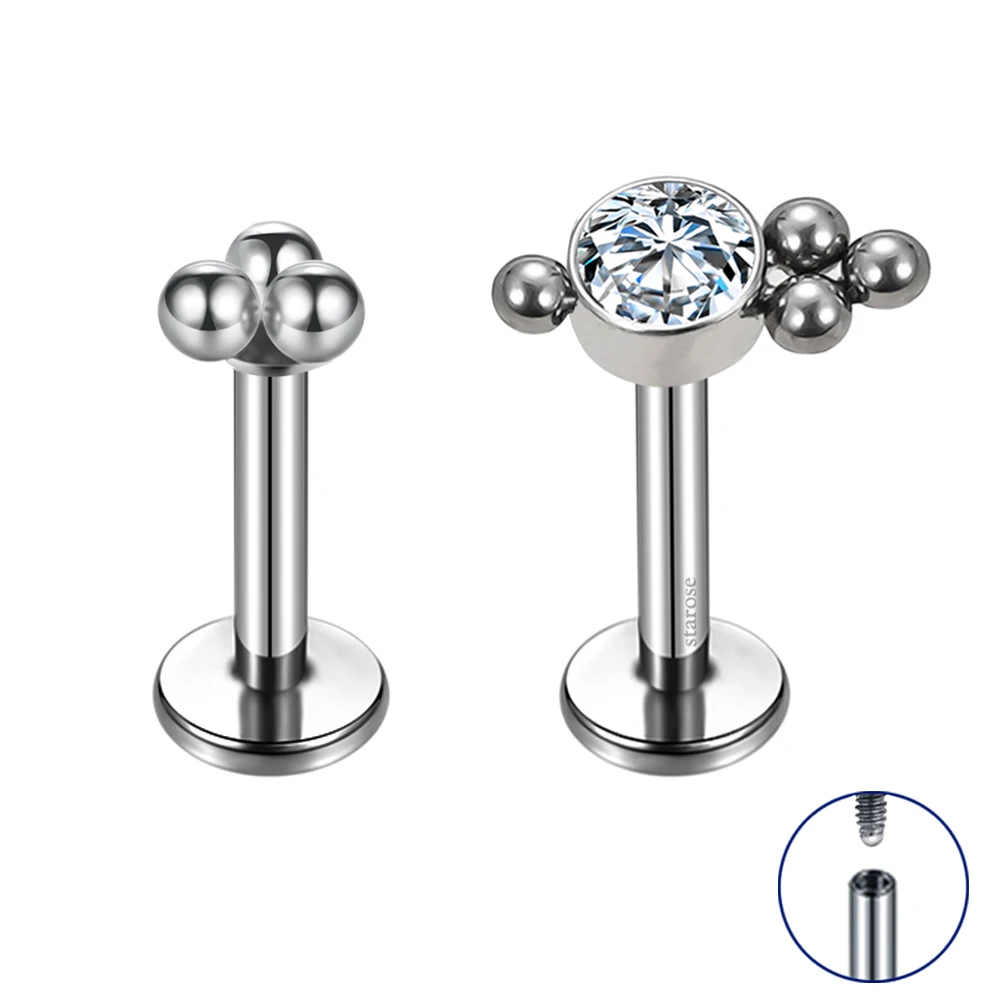 2 Pz 1.2X 6/8Mm Bar Labret Stud Rabbit Star Moon Naso Ring Ball Lip Tragus Piercing Helix Orecchini Narice Piercing Ear Jewelry