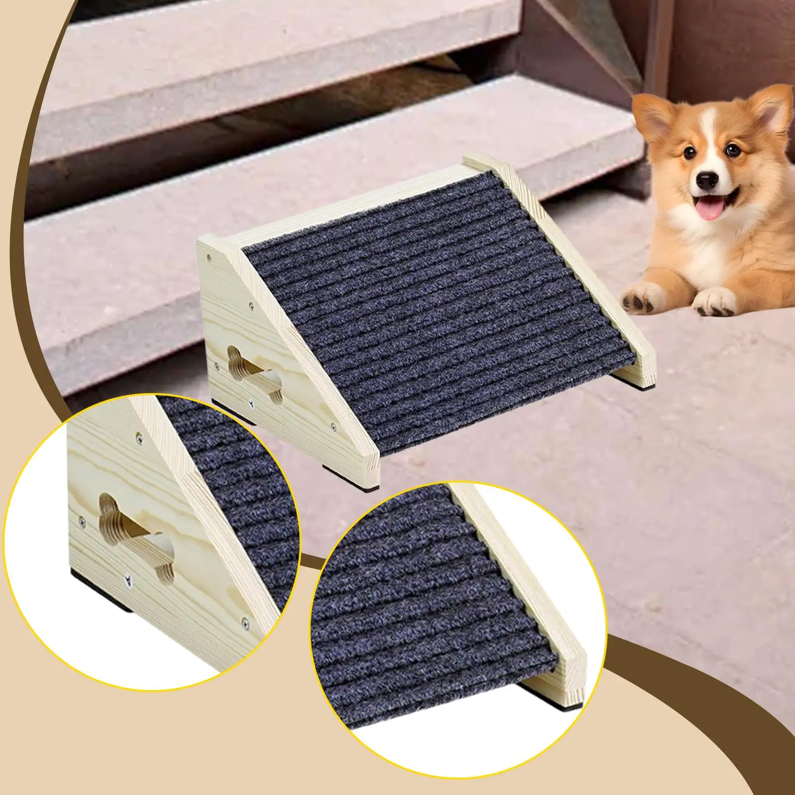 Pet Dog Stair Ladder Non Slip Dog Ramp for Bed Small and Older Animals Cars