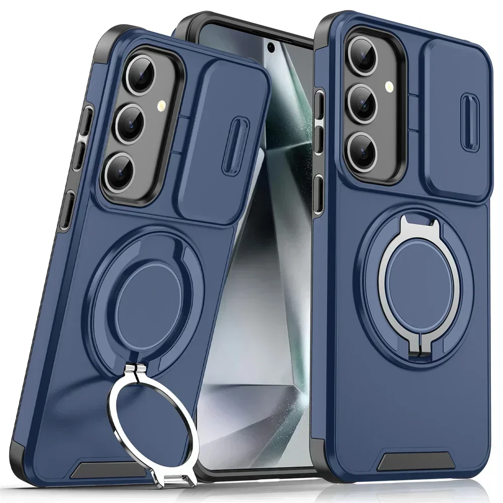 Enhanced Magnetic Bracket Case with Slide Camera Protection and Shockproof Cover