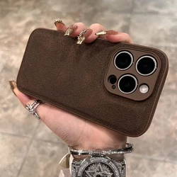 Luxury Leather Moon Pit Pattern Shockproof Phone Case Cover - iPhone 12 Pro (Brown)