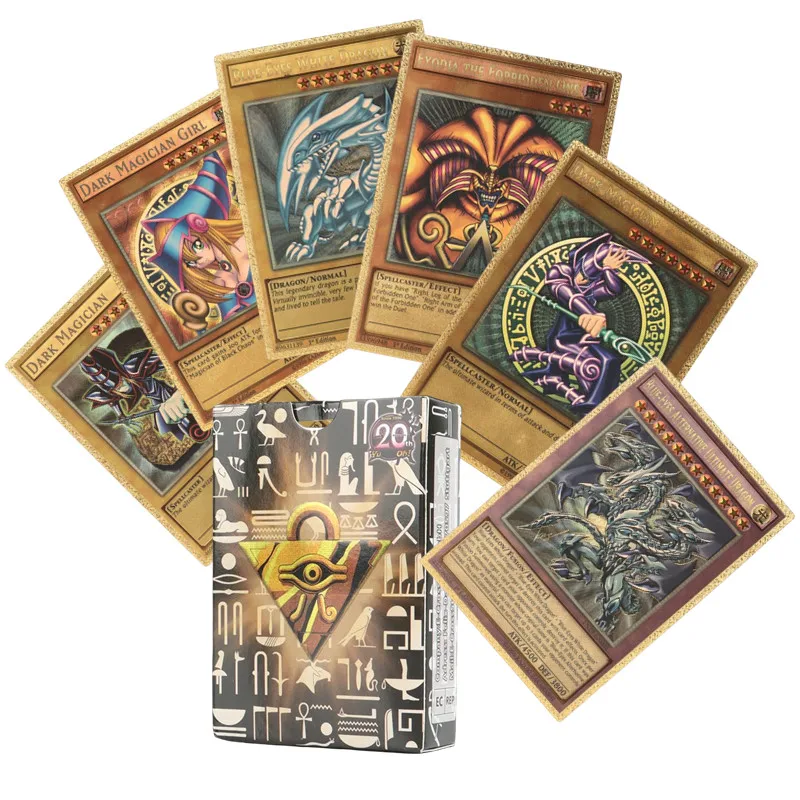 

55 шт. Yu-Gi-Oh аниме-открытки синие глаза Темный Магик экзодия обелиск слизер Ra Yugioh Золотая фольга боевые карты детский подарок на день рождения