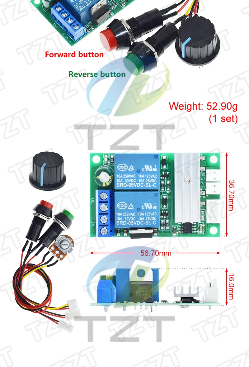 DC-Motorgeschwindigkeitsregler DC 6V 12V 24V PWM-Controller Vorwärts- und Rückwärtsschalter Motorregler Einstellbare Geschwindigkeitssteuerung – Detail 2