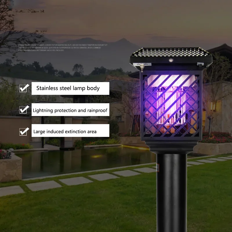 ASHER Solar Mosquito Killer Lamp Outdoor Electric Shock Vintage Trap Repellent Lawn Light Waterproof for Garden Balcony Porch