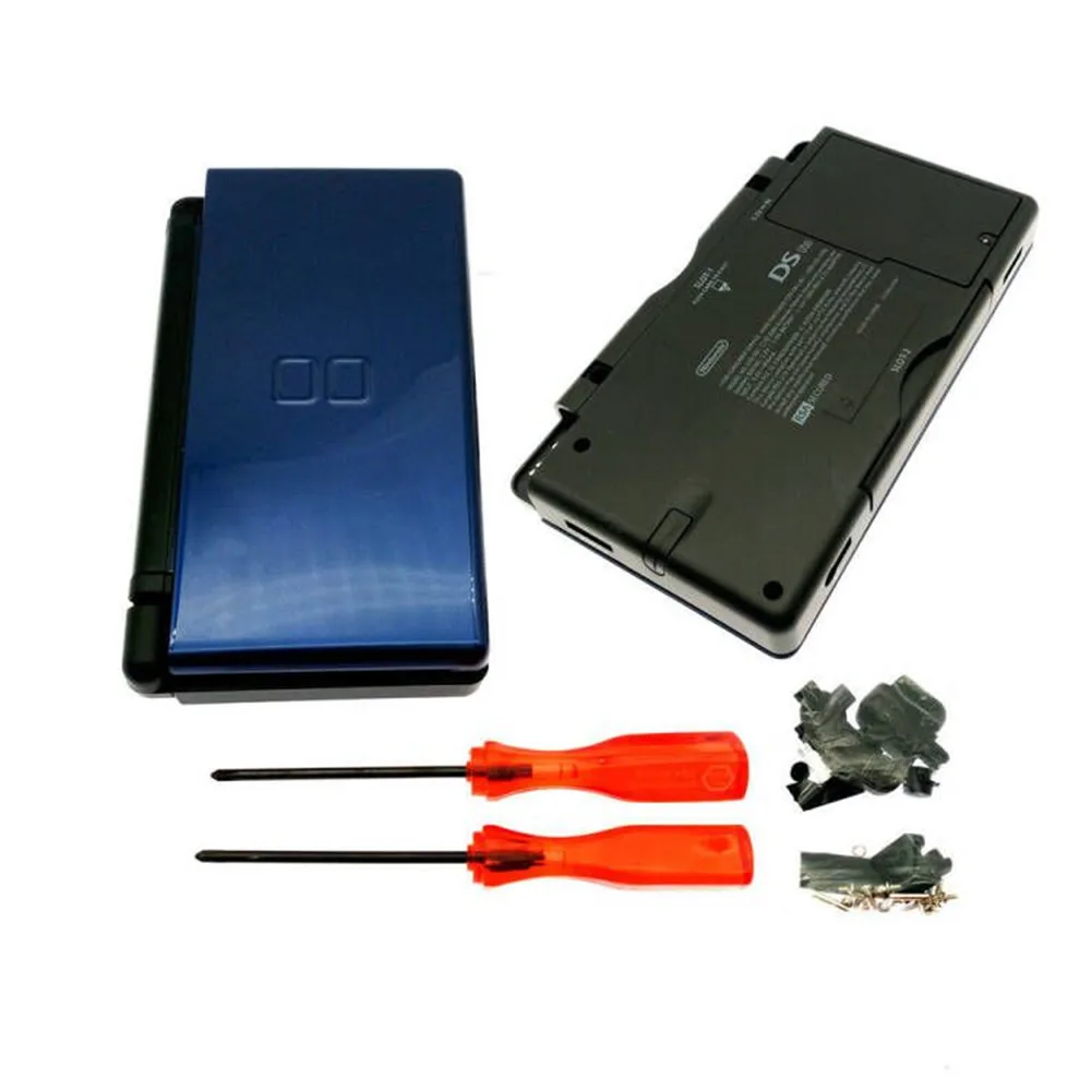 Top Blue Bottom Black Full Housing Shell Case Cover Buttons + Screwdriver Tool Kit For DS Lite NDSL