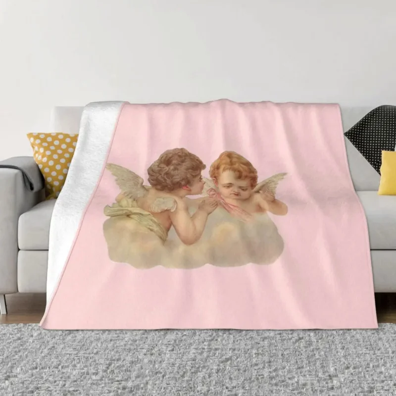

Флисовые романтические римские одеяла для дивана с изображением ангелов эпохи Возрождения, легкий тонкий коврик для кровати