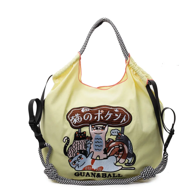Eco-Friendly Embroidered Nylon Tote: Stylish and Spacious City Handbag