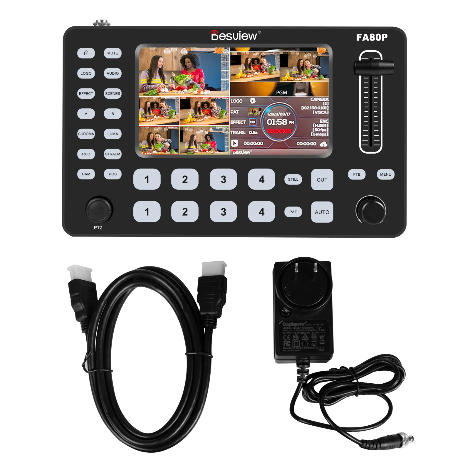 Desview FA80P Video Mixer Switcher Multi Camera Video Mixer Switcher with USB2.0 Recording PTZ