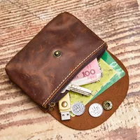 NUPUGOO – porte-monnaie rétro en cuir véritable pour hommes, Double portefeuille, petit sac pour cartes, porte-monnaie universel pour hommes et femmes 4