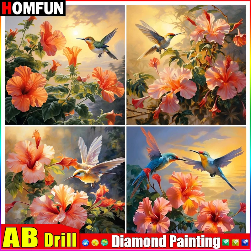 

Алмазная вышивка HOMFUN AB 5D, набор для рукоделия «пейзаж с цветком Bird», алмазная живопись «сделай сам», вышивка крестиком, украшение для дома, подарок