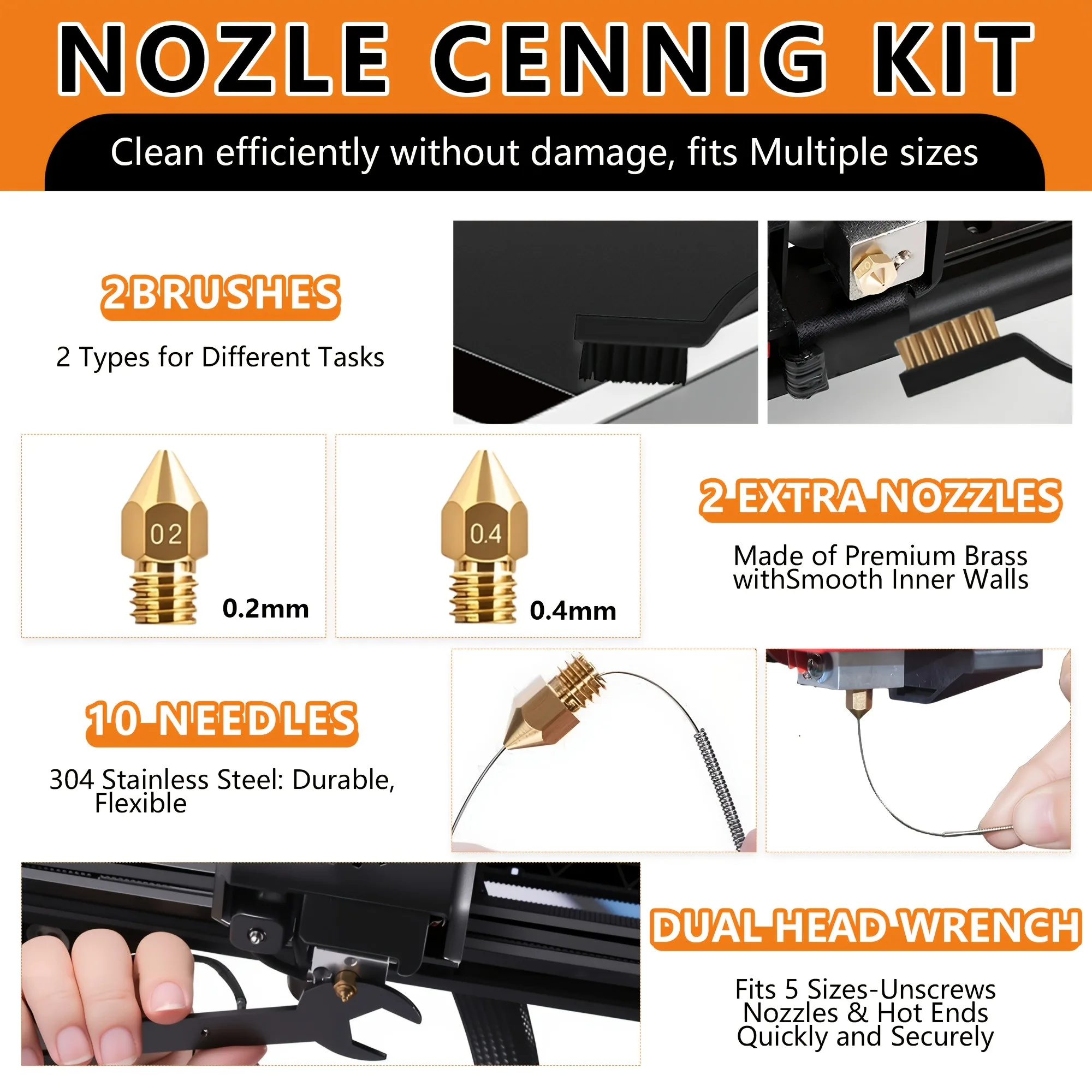 3D Printer Tools Kit, 33pcs 3D Printer Accessories for All FDM/SLA Printers Includes Nozzle Cleaning, Removal Scrapers - 5