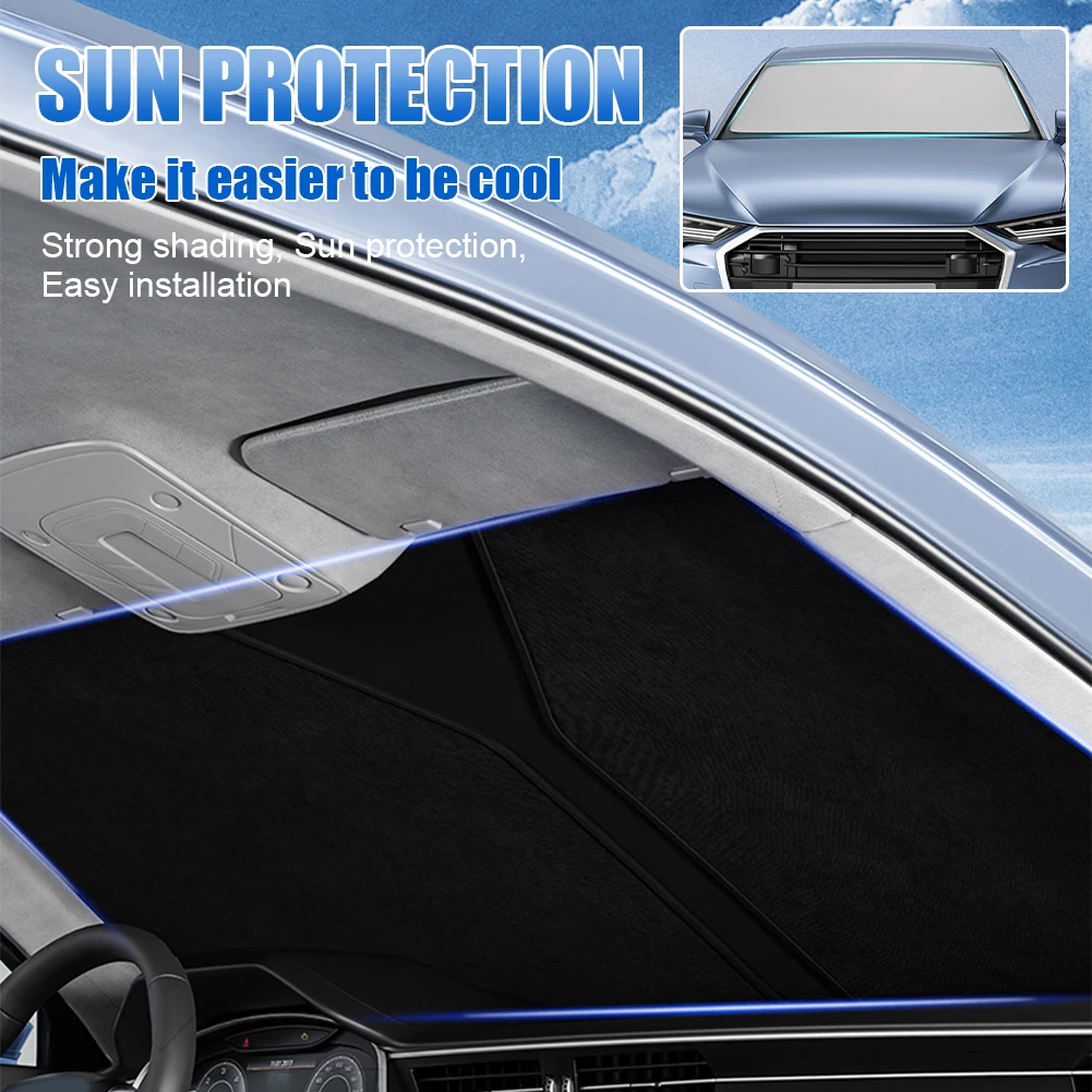 70*140cm Car Windshield Shade Universal Front Windscreen Sun Shade Sun Protection Double-Layer Window Cover Collapsible for Auto bumper stickers