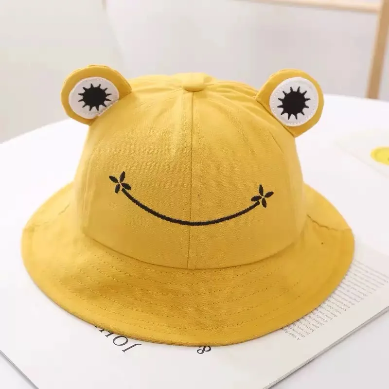 1PC Cute Frog Bucket Hat, Yellow Cartoon Animal Ear Sun Hat, Stylish Outdoor Casual Hat, Breathable Summer Travel Cap