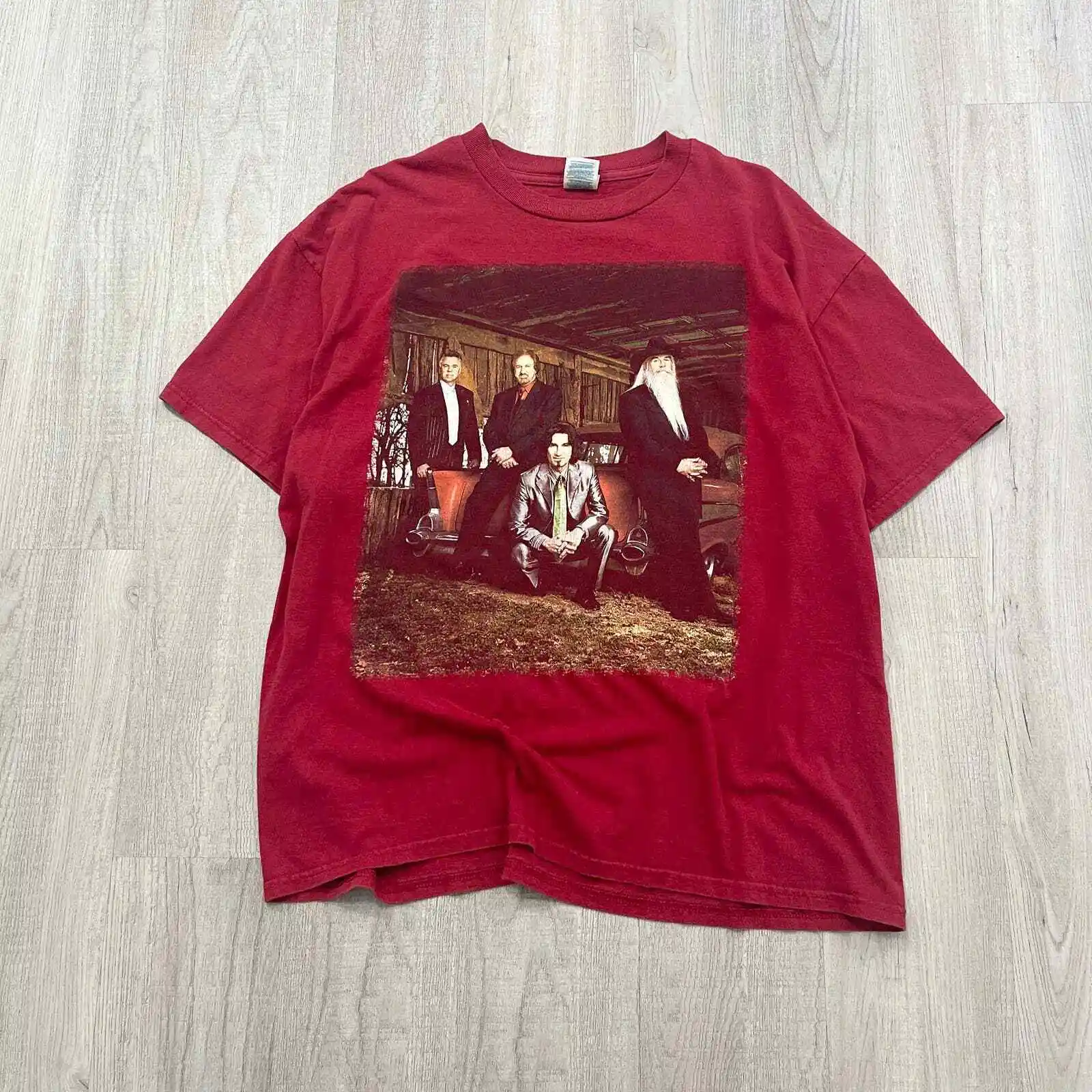 Vintage The Oak Ridge Boys Country Music Band Shirt Size Extra Large Xl Mens Red Maniche Lunghe