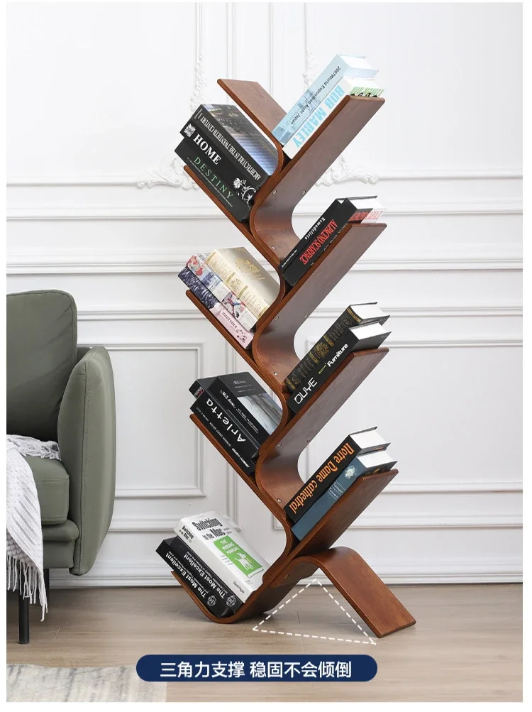 Creative Tree-shaped Bookshelf Floor-standing Solid Wood Magazine Book Shelf Living Room Bookcase Home Bedside Storage Shelf