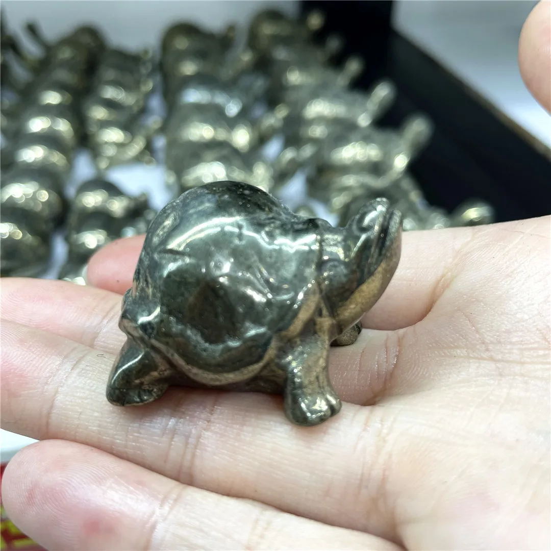 6CM Natural Pyrite Rock Quartz Crystals Carved Tortoise Home Office Decorations Reiki Healing Turtle Animal Ornaments Folk Craft 3
