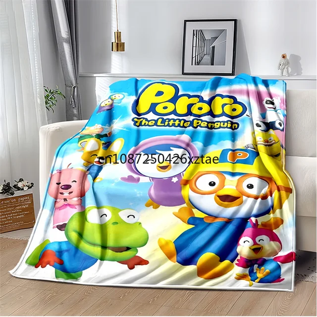 Embrulhe-se no Conforto e Aconchego com o Manta de Logotipo da PP-Pororo, o Pequeno Pinguim Embrulhe-se no Conforto e Aconchego com o Manta de Logotipo da PP-Pororo, o Pequeno Pinguim