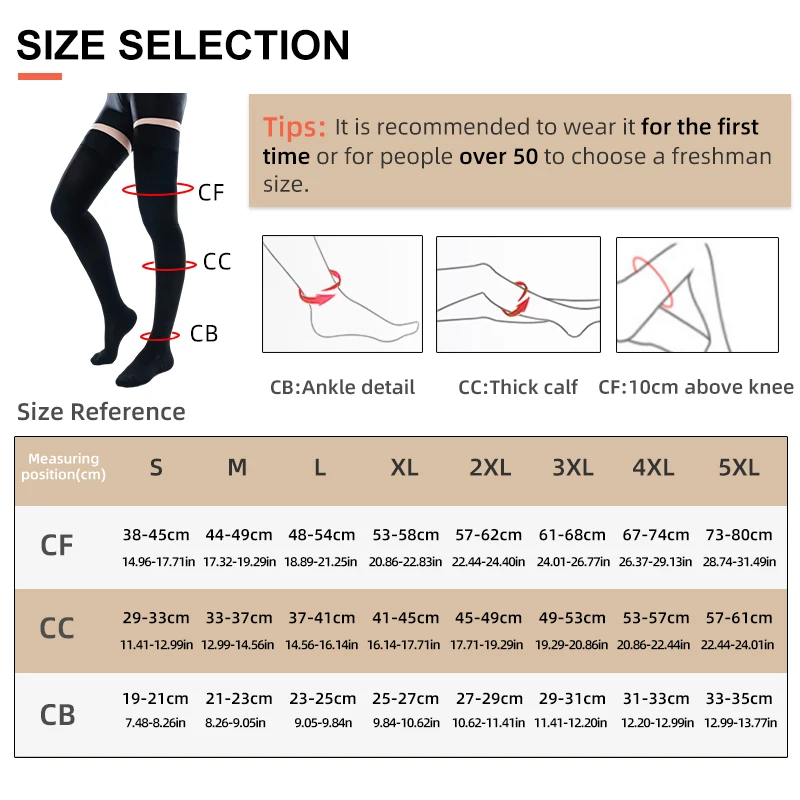 Medical Compression Stockings 20-30mmHg Graduated Pressure Thigh High Elastic Nursing Socks for Varicose Veins Edema Swelling 2