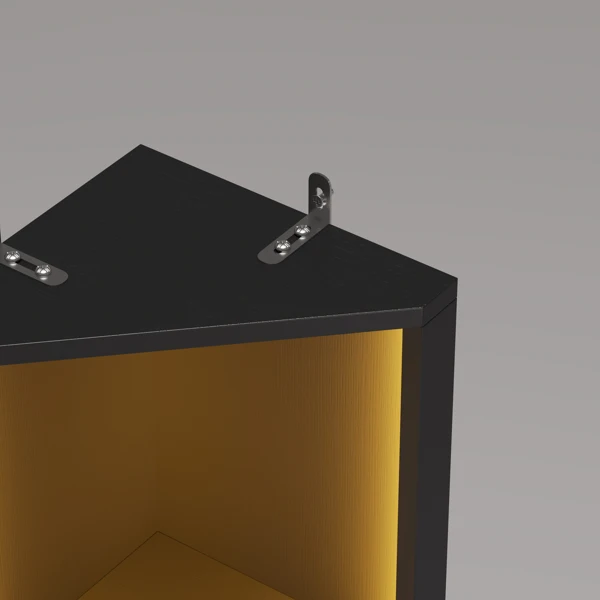 FCH 4层L型转角 展示架 刨花板 40*40*165cm 黑色 带LED灯加排插-22