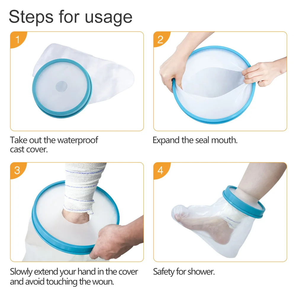 Adult Foot Cast Covers for Shower Waterproof Shower Bandage and Cast Protector for Shower and Bath Watertight 3