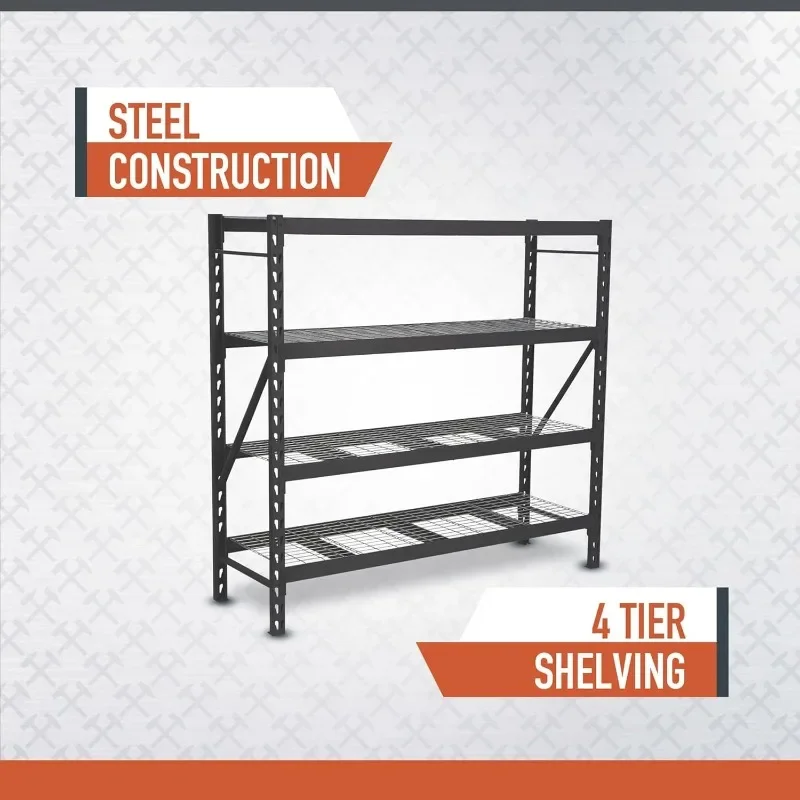 Ironton 4-Tier Industrial Shelving Rack - 77in.W x 24in.D x 72in.H 2