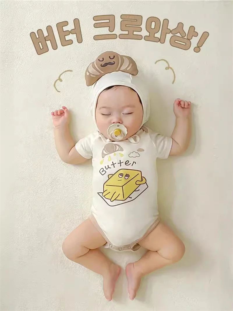 Funny Croissant Korean Baby Onesie Boy Girl Romper Infant Baby Bodysuit Newborn  Baby Clothes Cotton Short Sleeved Jumpsuits Suit - AliExpress, image size:800x1066
